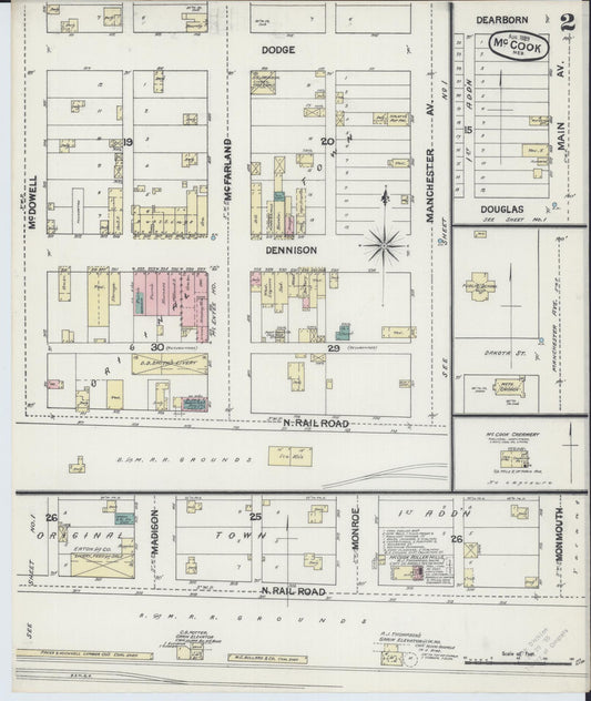 Sanborn Fire Insurance Map from Mccook, Red Willow County, Nebraska (1889), Sheet #0002 - Historic Sanborn Fire Insurance Map Print, vintage old map wall art, antique decor, genealogy gift, Nebraska Nebraska map