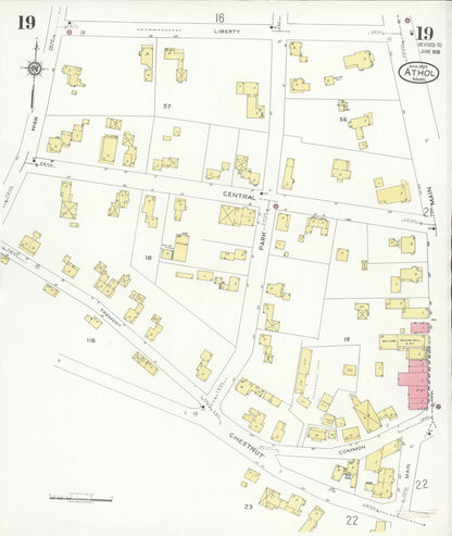 Sanborn Fire Insurance Map from Athol, Worcester County, Massachusetts (1936), Sheet #0019 - Historic Sanborn Fire Insurance Map Print, vintage old map wall art, antique decor, genealogy gift, Massachusetts Massachusetts map