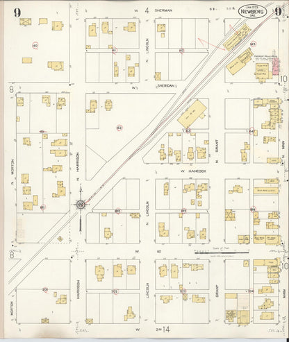 Sanborn Fire Insurance Map from Newberg, Yamhill County, Oregon (1934), Sheet #0009 - Complete Map Set gallery image, historic Sanborn map, vintage wall art, Oregon Oregon
