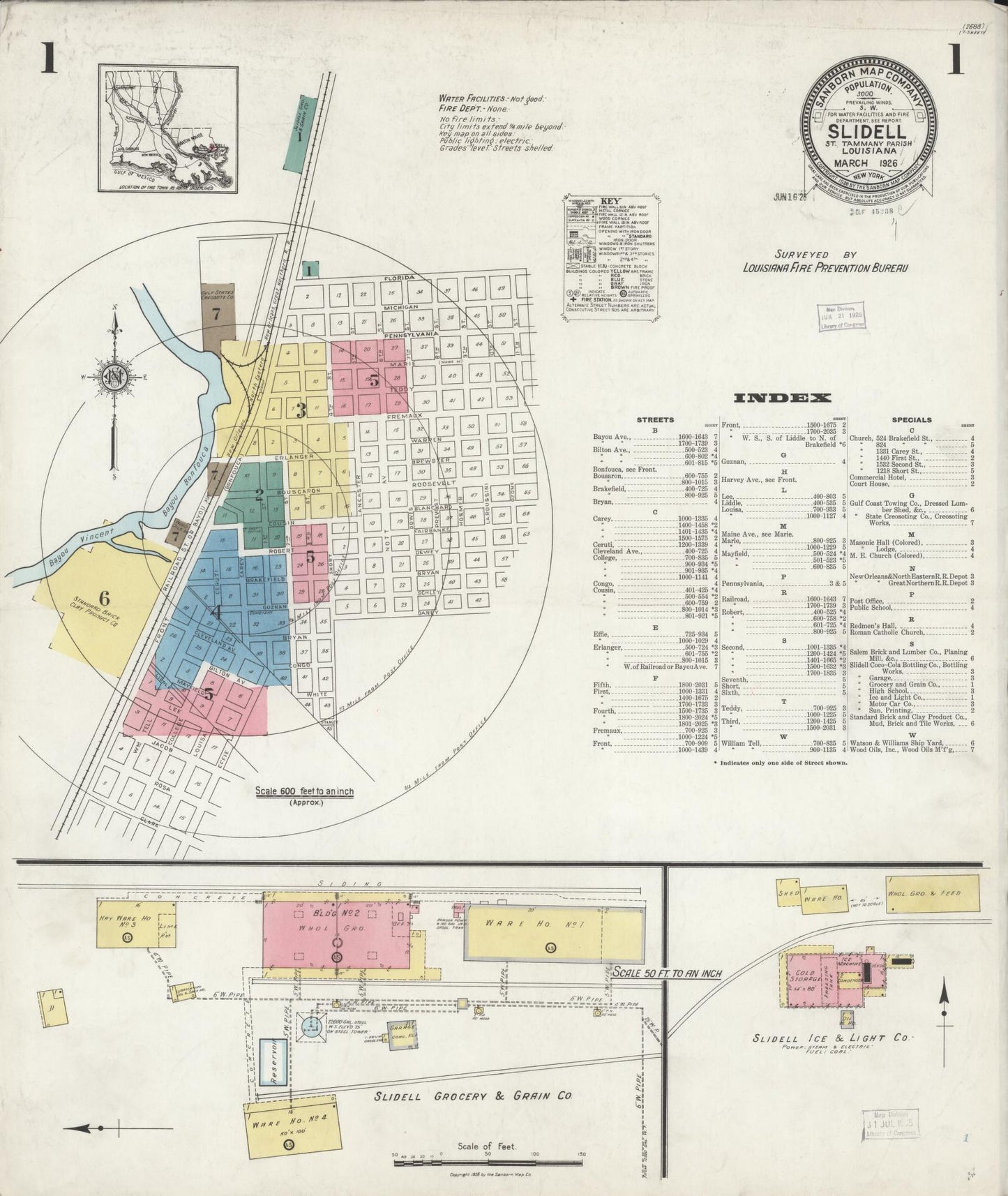 Sanborn Fire Insurance Map from Slidell, Saint Tammany Parish, Louisiana. (1926) – Historic Sanborn Fire Insurance Map Print