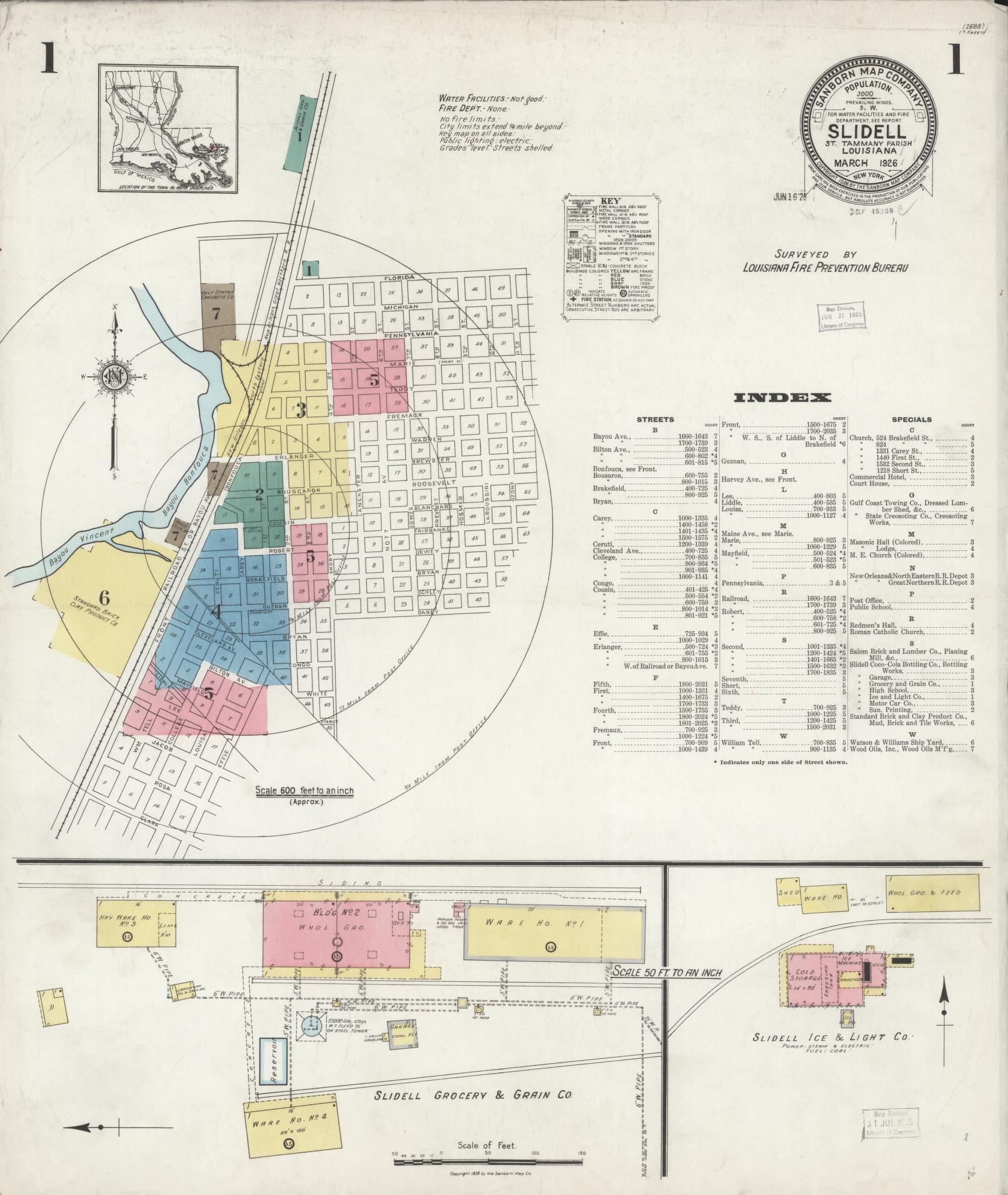 Sanborn Fire Insurance Map from Slidell, Saint Tammany Parish, Louisiana. (1926) – Historic Sanborn Fire Insurance Map Print