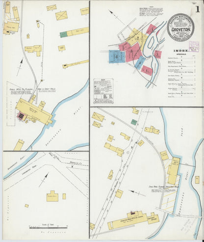 Sanborn Fire Insurance Map from Groveton, Coos County, New Hampshire (1905), Sheet #0001 - Complete Map Set gallery image, historic Sanborn map, vintage wall art, New Hampshire New Hampshire