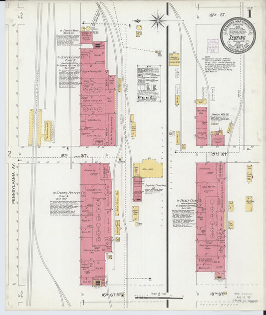Sanborn Fire Insurance Map from Sebring, Mahoning County, Ohio (1901), Sheet #0001 - Complete Map Set gallery image, historic Sanborn map, vintage wall art, Ohio Ohio