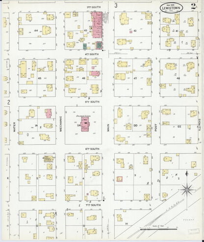 Sanborn Fire Insurance Map from Lewistown, Fulton County, Illinois (1909), Sheet #0002 - Complete Map Set gallery image, historic Sanborn map, vintage wall art, Illinois Illinois
