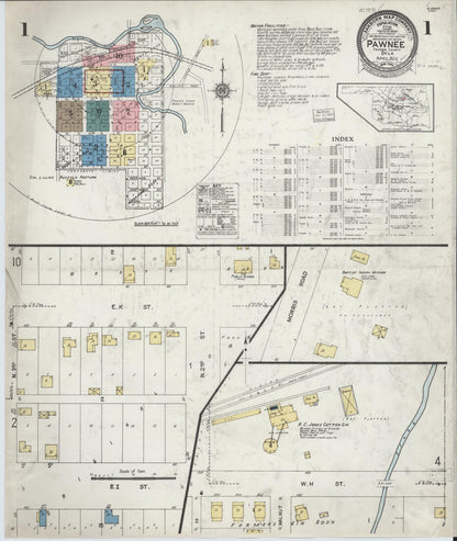 Sanborn Fire Insurance Map from Pawnee, Pawnee County, Oklahoma (1924), Sheet #0001 - Complete Map Set gallery image, historic Sanborn map, vintage wall art, Oklahoma Oklahoma
