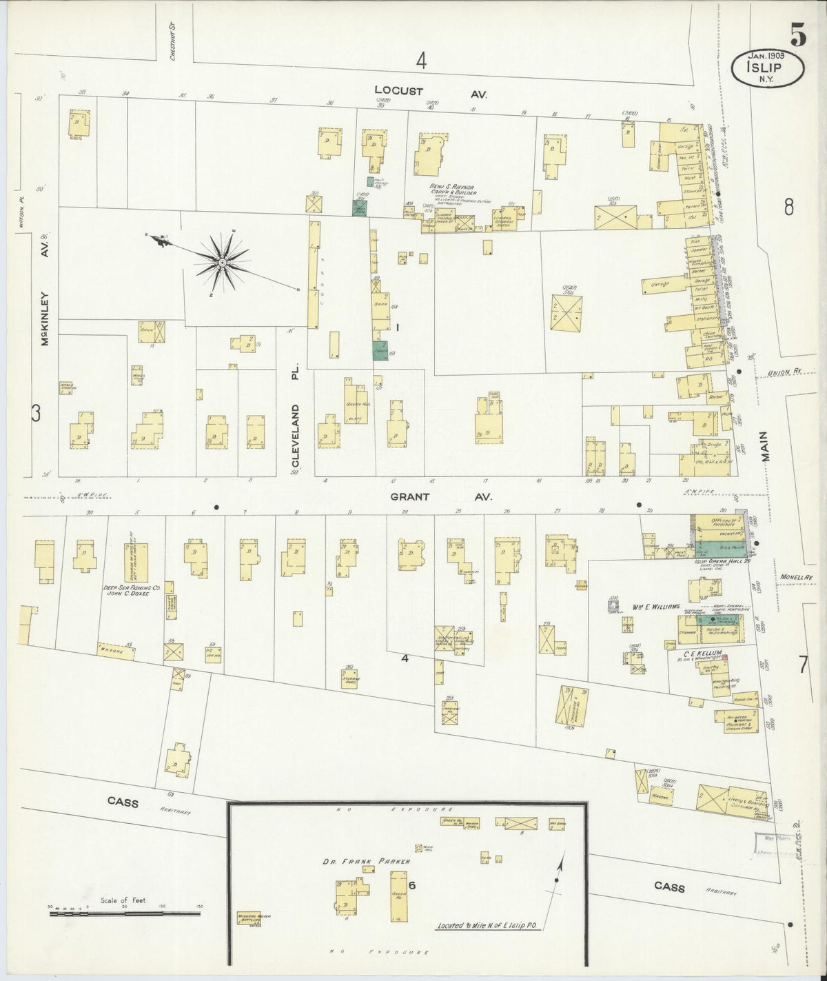 Sanborn Fire Insurance Map from Islip, Suffolk County, New York (1909), Sheet #0005 - Historic Sanborn Fire Insurance Map Print, vintage old map wall art, antique decor, genealogy gift, New York New York map