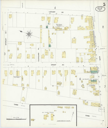 Sanborn Fire Insurance Map from Islip, Suffolk County, New York (1909), Sheet #0005 - Historic Sanborn Fire Insurance Map Print, vintage old map wall art, antique decor, genealogy gift, New York New York map