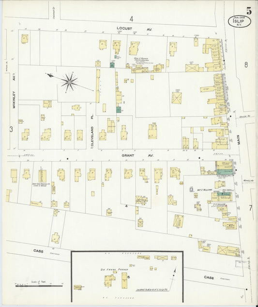 Sanborn Fire Insurance Map from Islip, Suffolk County, New York (1909), Sheet #0005 - Historic Sanborn Fire Insurance Map Print, vintage old map wall art, antique decor, genealogy gift, New York New York map