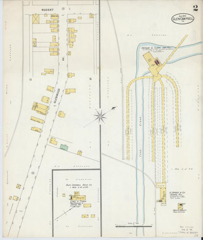 Sanborn Fire Insurance Map from Glen Campbell, Indiana County, Pennsylvania (1898), Sheet #0002 - Complete Map Set gallery image, historic Sanborn map, vintage wall art, Glen Campbell Indiana