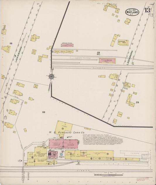 Sanborn Fire Insurance Map from Wayland, Steuben County, New York (1922), Sheet #0013 - Historic Sanborn Fire Insurance Map Print, vintage old map wall art, antique decor, genealogy gift, New York New York map