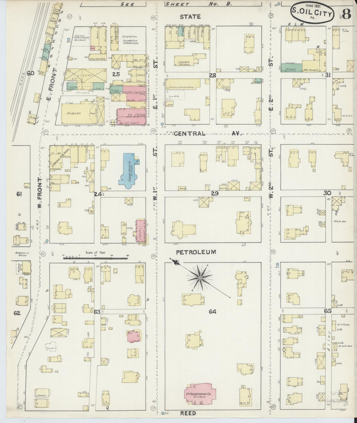 Sanborn Fire Insurance Map from Oil City, Venango County, Pennsylvania (1891), Sheet #0008 - Complete Map Set gallery image, historic Sanborn map, vintage wall art, Pennsylvania Pennsylvania