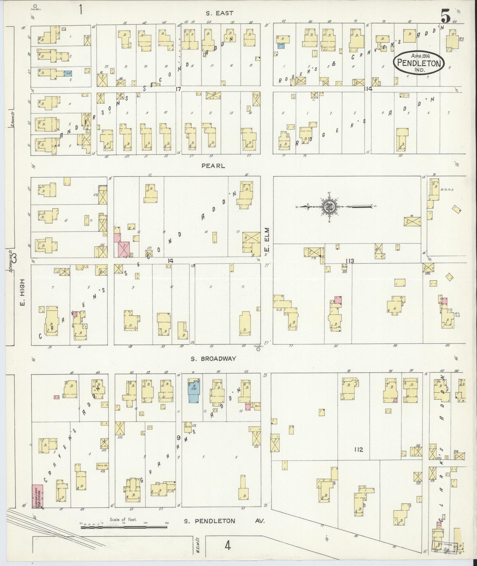 Sanborn Fire Insurance Map from Pendleton, Madison County, Indiana (1914), Sheet #0005 - Complete Map Set gallery image, historic Sanborn map, vintage wall art, Indiana Indiana