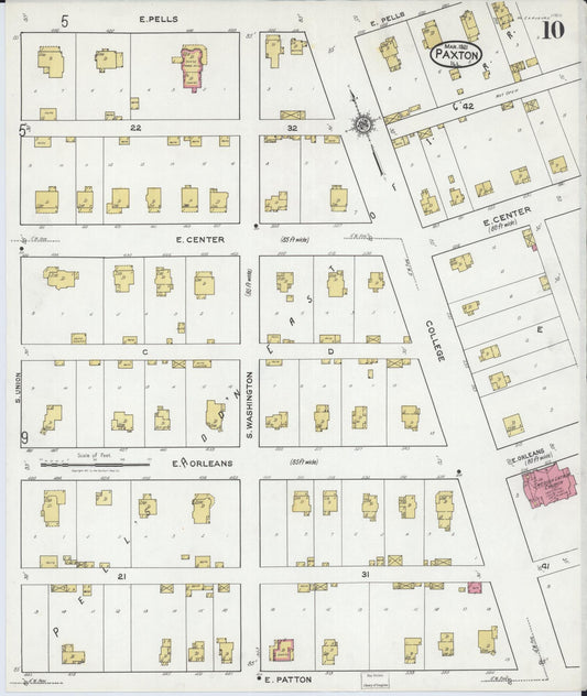 Sanborn Fire Insurance Map from Paxton, Ford County, Illinois (1921), Sheet #0010 - Historic Sanborn Fire Insurance Map Print, vintage old map wall art, antique decor, genealogy gift, Illinois Illinois map