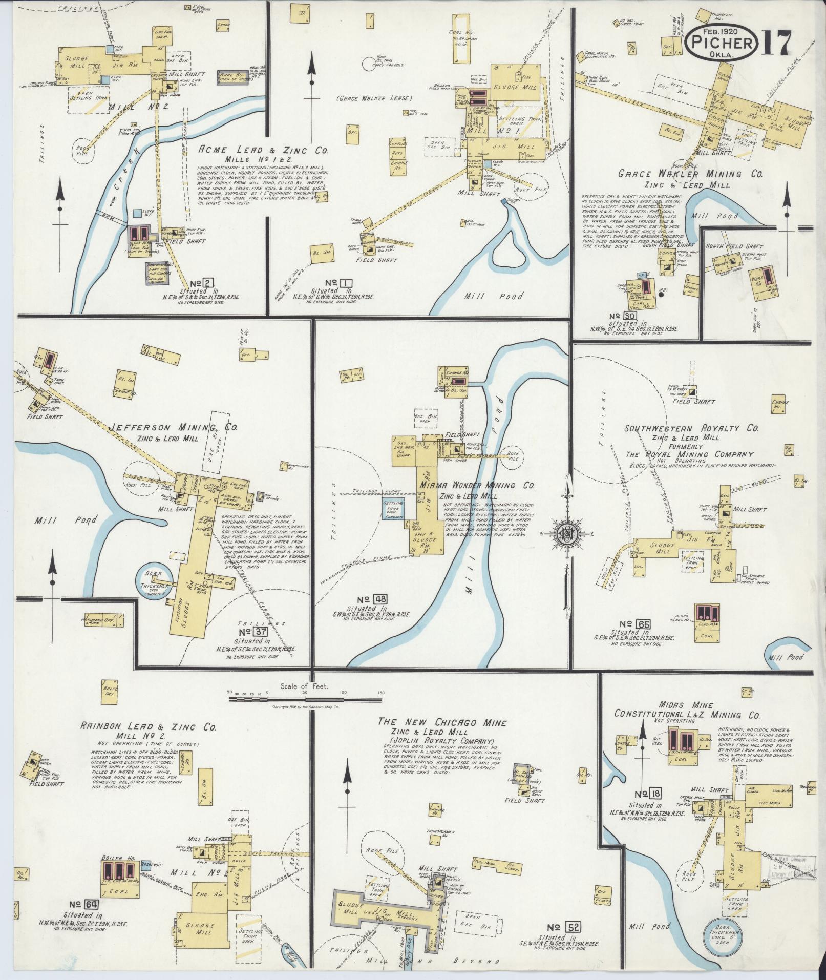 Sanborn Fire Insurance Map from Picher, Ottawa County, Oklahoma (1920), Sheet #0017 - Complete Map Set gallery image, historic Sanborn map, vintage wall art, Oklahoma Oklahoma