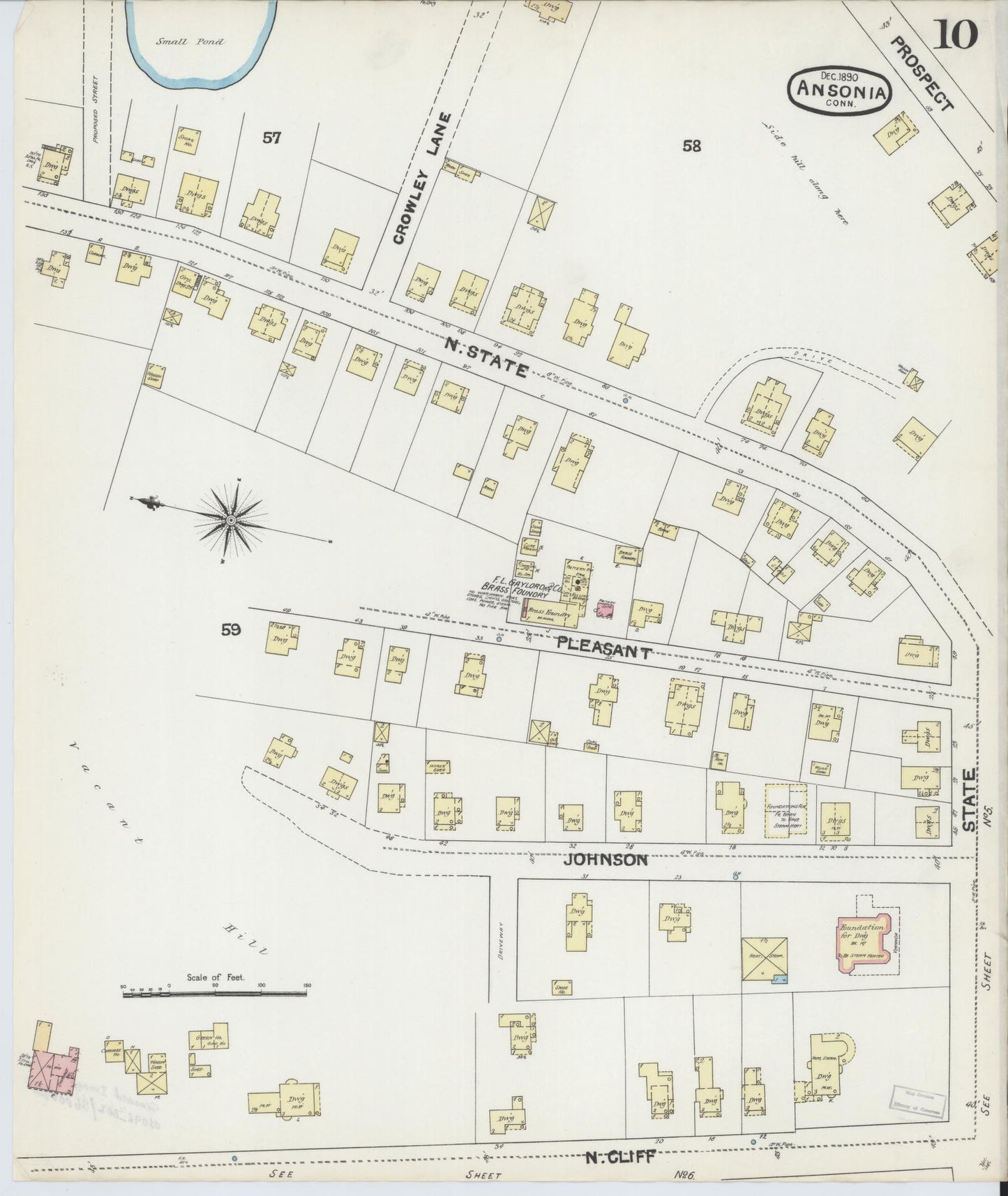 Sanborn Fire Insurance Map from Ansonia, New Haven County, Connecticut (1890), Sheet #0010 - Complete Map Set gallery image, historic Sanborn map, vintage wall art, Connecticut Connecticut