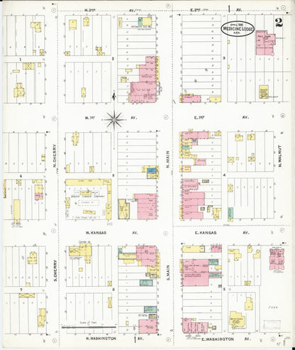 Sanborn Fire Insurance Map from Medicine Lodge, Barber County, Kansas (1905), Sheet #0002 - Complete Map Set gallery image, historic Sanborn map, vintage wall art, Kansas Kansas
