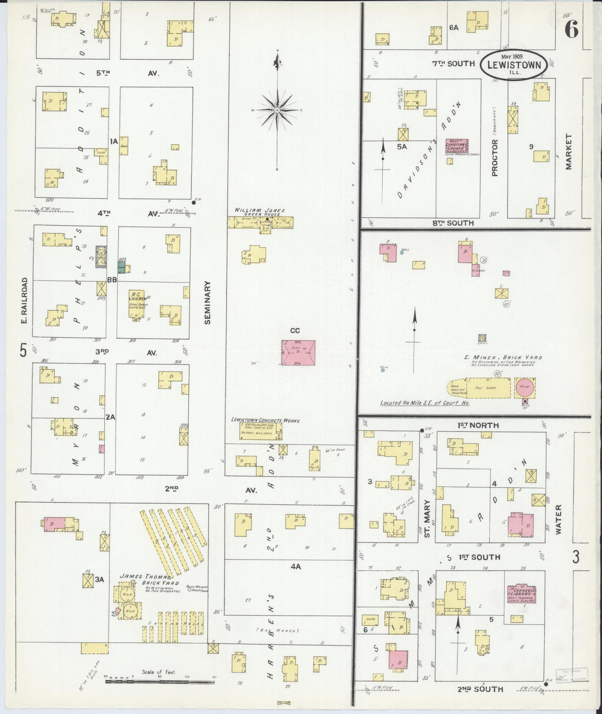 Sanborn Fire Insurance Map from Lewistown, Fulton County, Illinois (1909), Sheet #0006 - Complete Map Set gallery image, historic Sanborn map, vintage wall art, Illinois Illinois