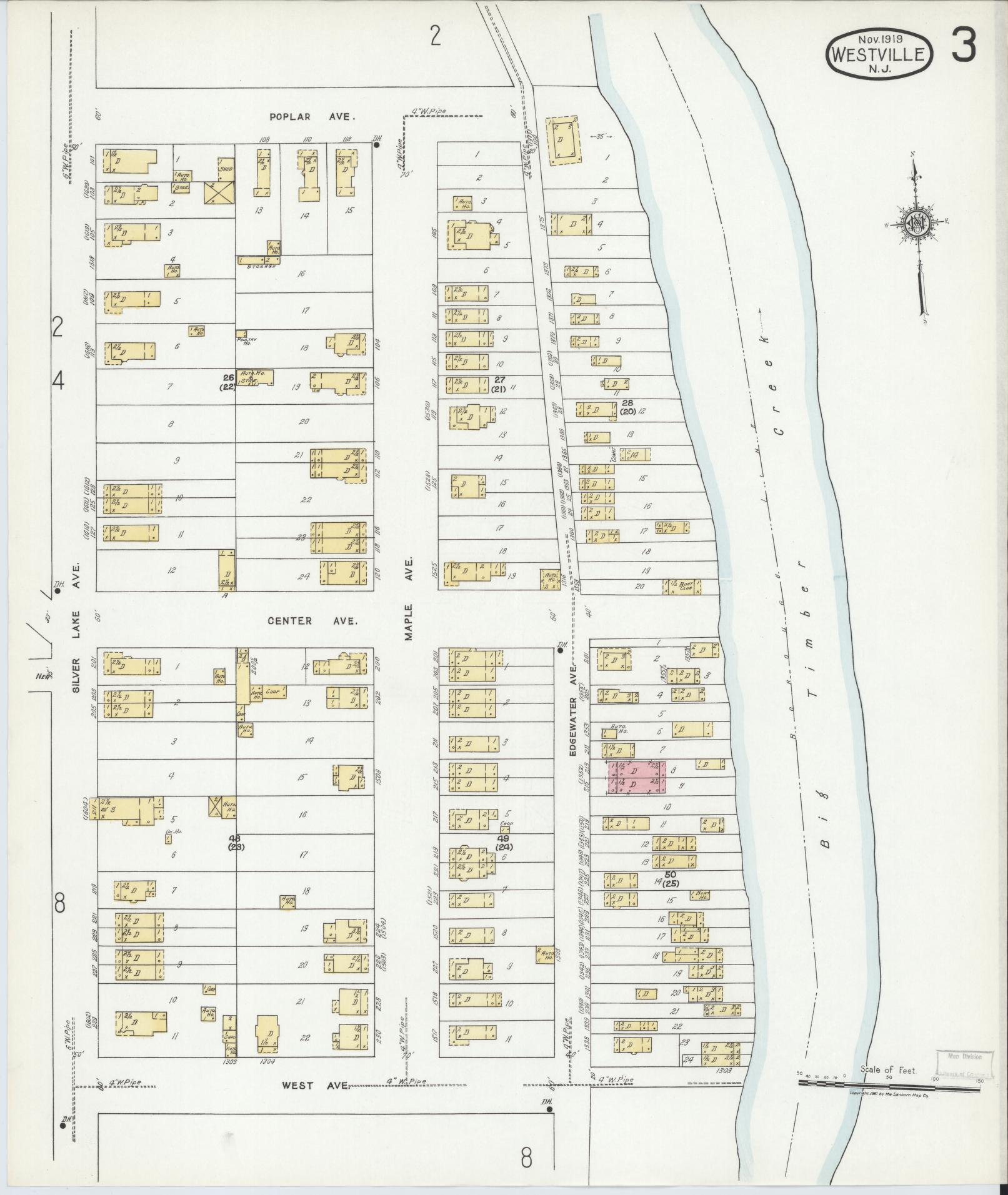 Sanborn Fire Insurance Map from Westville, Gloucester County, New Jersey (1919), Sheet #0003 - Complete Map Set gallery image, historic Sanborn map, vintage wall art, New Jersey New Jersey