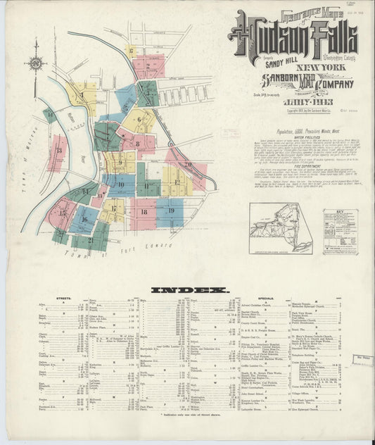 Sanborn Fire Insurance Map from Hudson Falls, Washington County, New York. (1913) – Historic Sanborn Fire Insurance Map Print