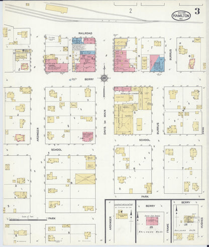Sanborn Fire Insurance Map from Hamilton, Caldwell County, Missouri (1916), Sheet #0003 - Complete Map Set gallery image, historic Sanborn map, vintage wall art, Missouri Missouri