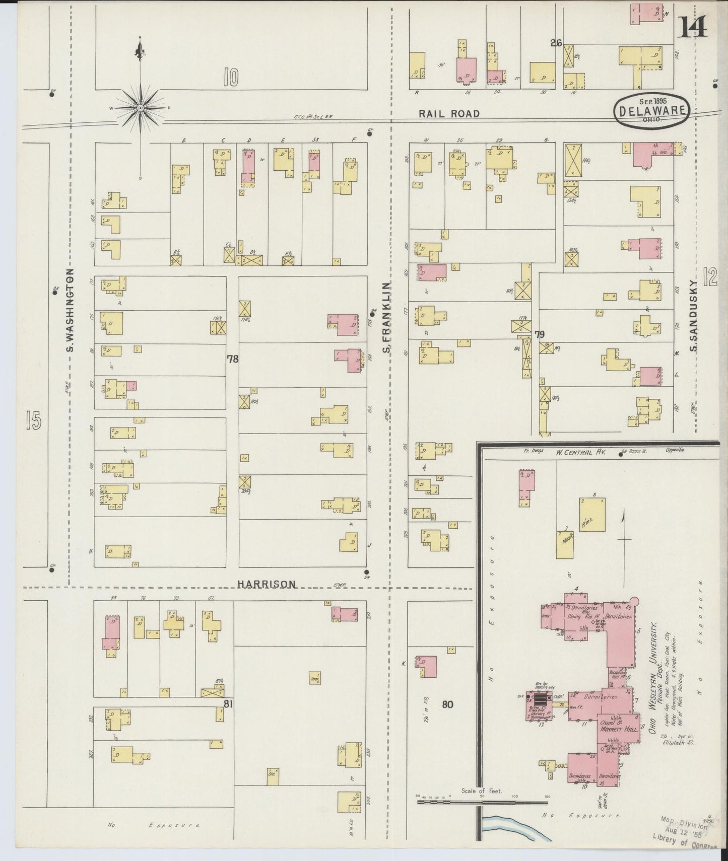 Sanborn Fire Insurance Map from Delaware, Delaware County, Ohio (1895), Sheet #0014 - Complete Map Set gallery image, historic Sanborn map, vintage wall art, Sanborn Fire Insurance Map from Delaware Delaware
