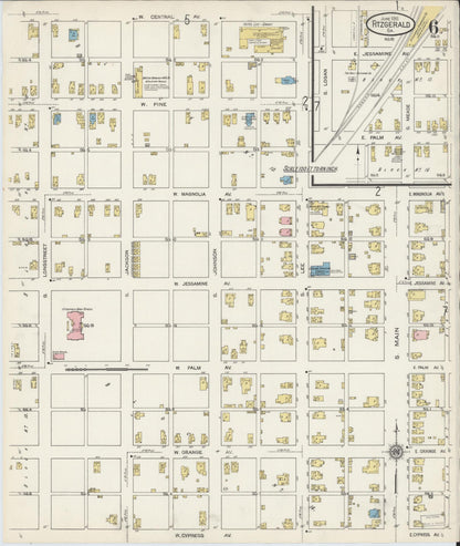 Sanborn Fire Insurance Map from Fitzgerald, Ben Hill County, Georgia (1915), Sheet #0006 - Complete Map Set gallery image, historic Sanborn map, vintage wall art, Georgia Georgia