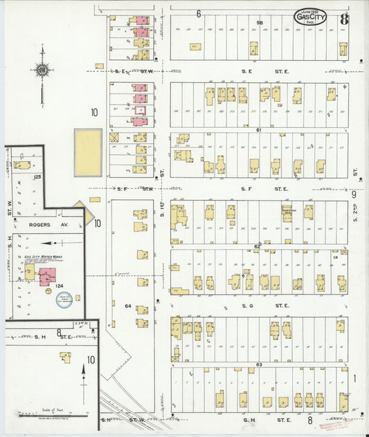 Sanborn Fire Insurance Map from Gas City, Grant County, Indiana (1920), Sheet #0008 - Historic Sanborn Fire Insurance Map Print, vintage old map wall art, antique decor, genealogy gift, Indiana Indiana map