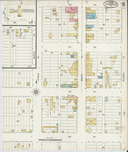 Sanborn Fire Insurance Map from Chandler, Lincoln County, Oklahoma (1898), Sheet #0003 - Complete Map Set gallery image, historic Sanborn map, vintage wall art, Oklahoma Oklahoma