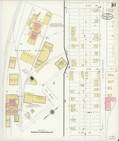 Sanborn Fire Insurance Map from Gas City, Grant County, Indiana (1911), Sheet #0010 - Complete Map Set gallery image, historic Sanborn map, vintage wall art, Indiana Indiana
