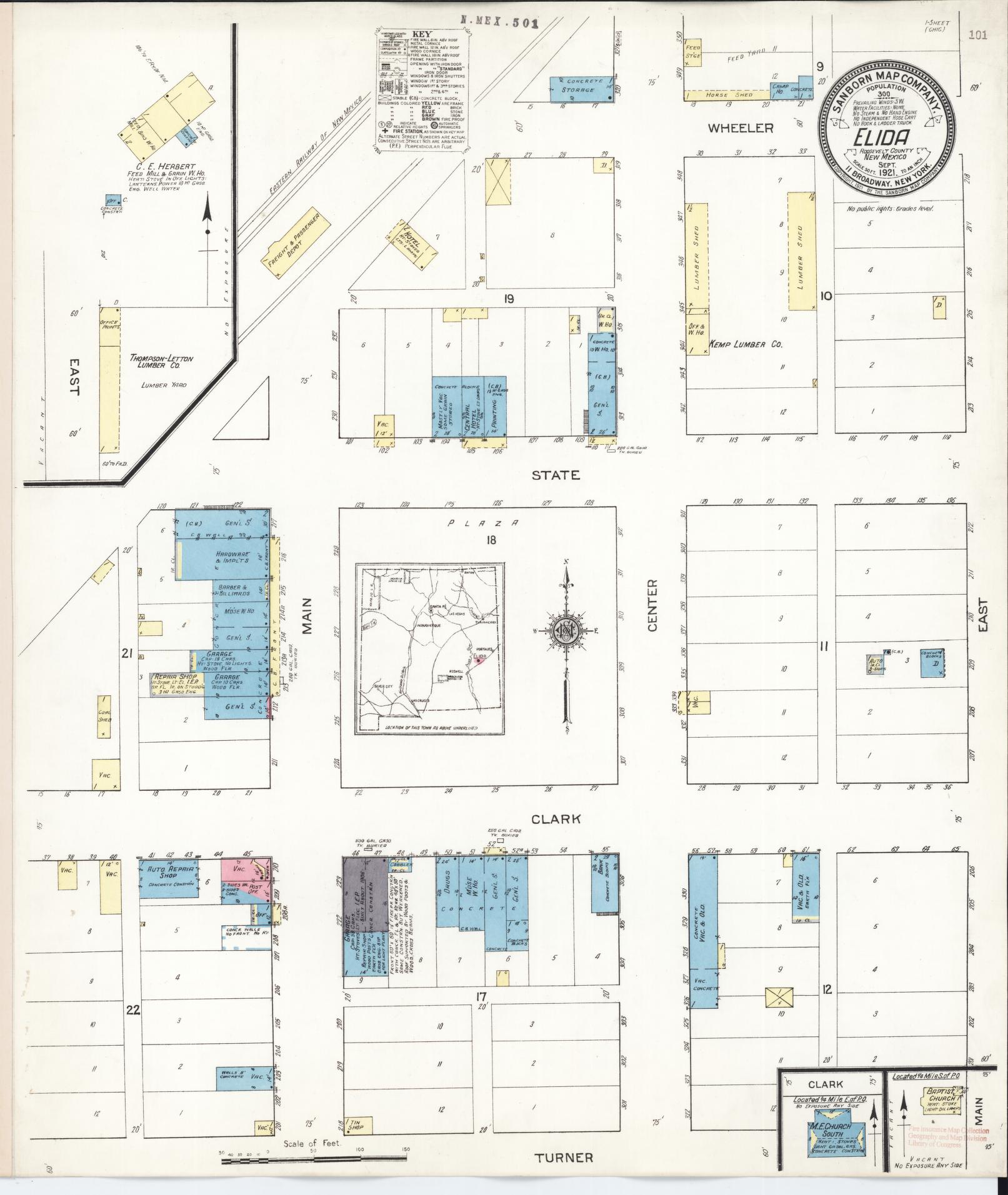 Sanborn Fire Insurance Map from Elida, Roosevelt County, New Mexico (1921), Sheet #0001 - Historic Sanborn Fire Insurance Map Print, vintage old map wall art, antique decor, genealogy gift, New Mexico New Mexico map