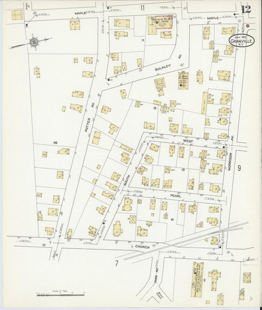 Sanborn Fire Insurance Map from Granville, Washington County, New York (1912), Sheet #0012 - Historic Sanborn Fire Insurance Map Print, vintage old map wall art, antique decor, genealogy gift, New York New York map