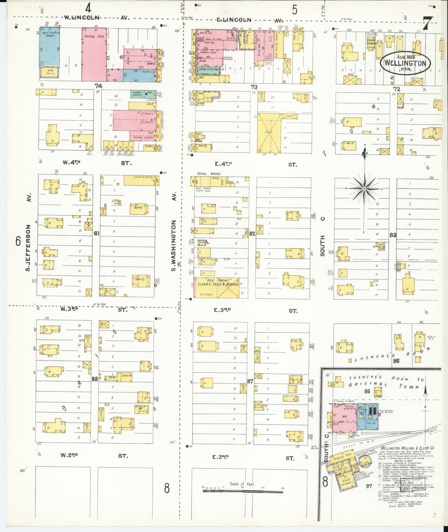 Sanborn Fire Insurance Map from Wellington, Sumner County, Kansas (1905), Sheet #0007 - Complete Map Set gallery image, historic Sanborn map, vintage wall art, Kansas Kansas