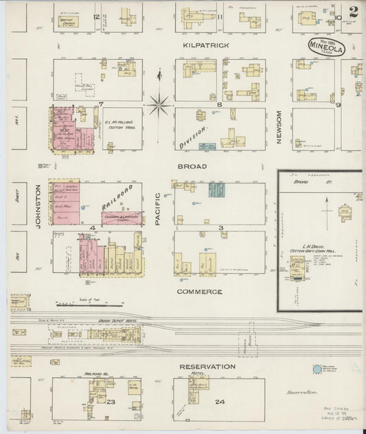 Sanborn Fire Insurance Map from Mineola, Wood County, Texas (1885), Sheet #0002 - Historic Sanborn Fire Insurance Map Print, vintage old map wall art, antique decor, genealogy gift, Texas Texas map