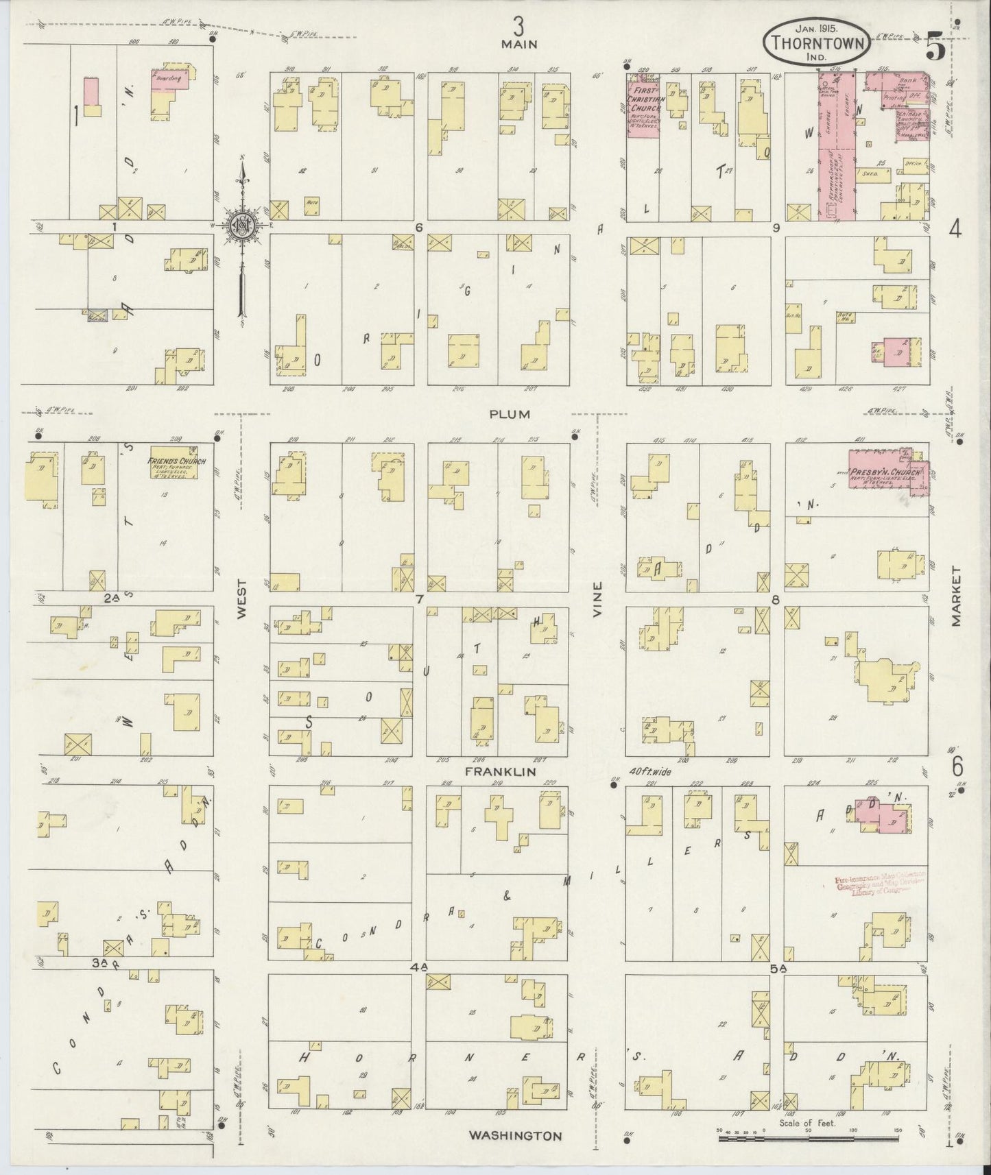 Sanborn Fire Insurance Map from Thorntown, Boone County, Indiana (1915), Sheet #0005 - Complete Map Set gallery image, historic Sanborn map, vintage wall art, Indiana Indiana