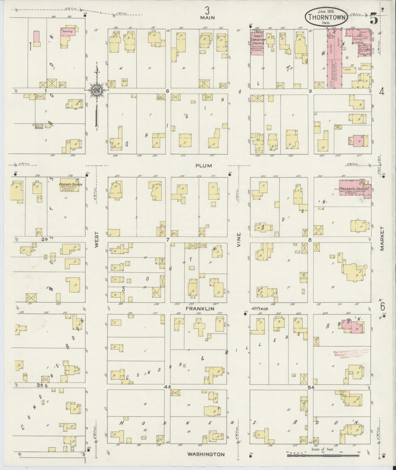 Sanborn Fire Insurance Map from Thorntown, Boone County, Indiana (1915), Sheet #0005 - Complete Map Set gallery image, historic Sanborn map, vintage wall art, Indiana Indiana