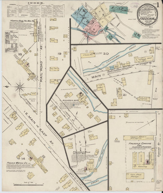 Sanborn Fire Insurance Map from Fredonia, Chautauqua County, New York (1886), Sheet #0001 - Complete Map Set gallery image, historic Sanborn map, vintage wall art, New York New York