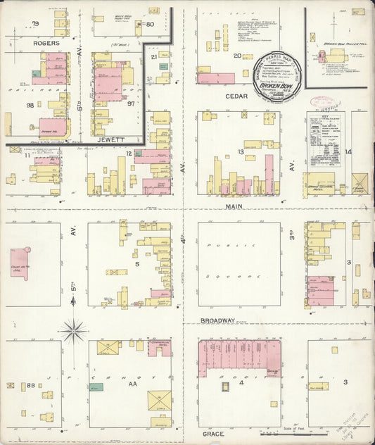 Sanborn Fire Insurance Map from Broken Bow, Custer County, Nebraska (1892), Sheet #0001 - Historic Sanborn Fire Insurance Map Print, vintage old map wall art, antique decor, genealogy gift, Nebraska Nebraska map