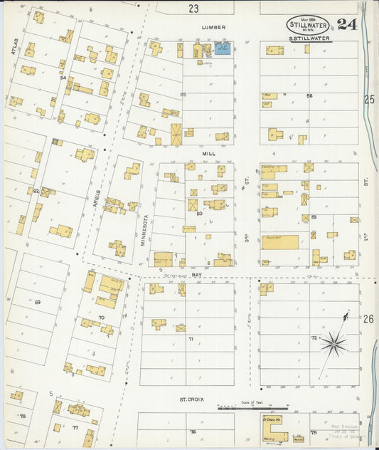 Sanborn Fire Insurance Map from Stillwater, Washington County, Minnesota (1904), Sheet #0024 - Historic Sanborn Fire Insurance Map Print, vintage old map wall art, antique decor, genealogy gift, Minnesota Minnesota map