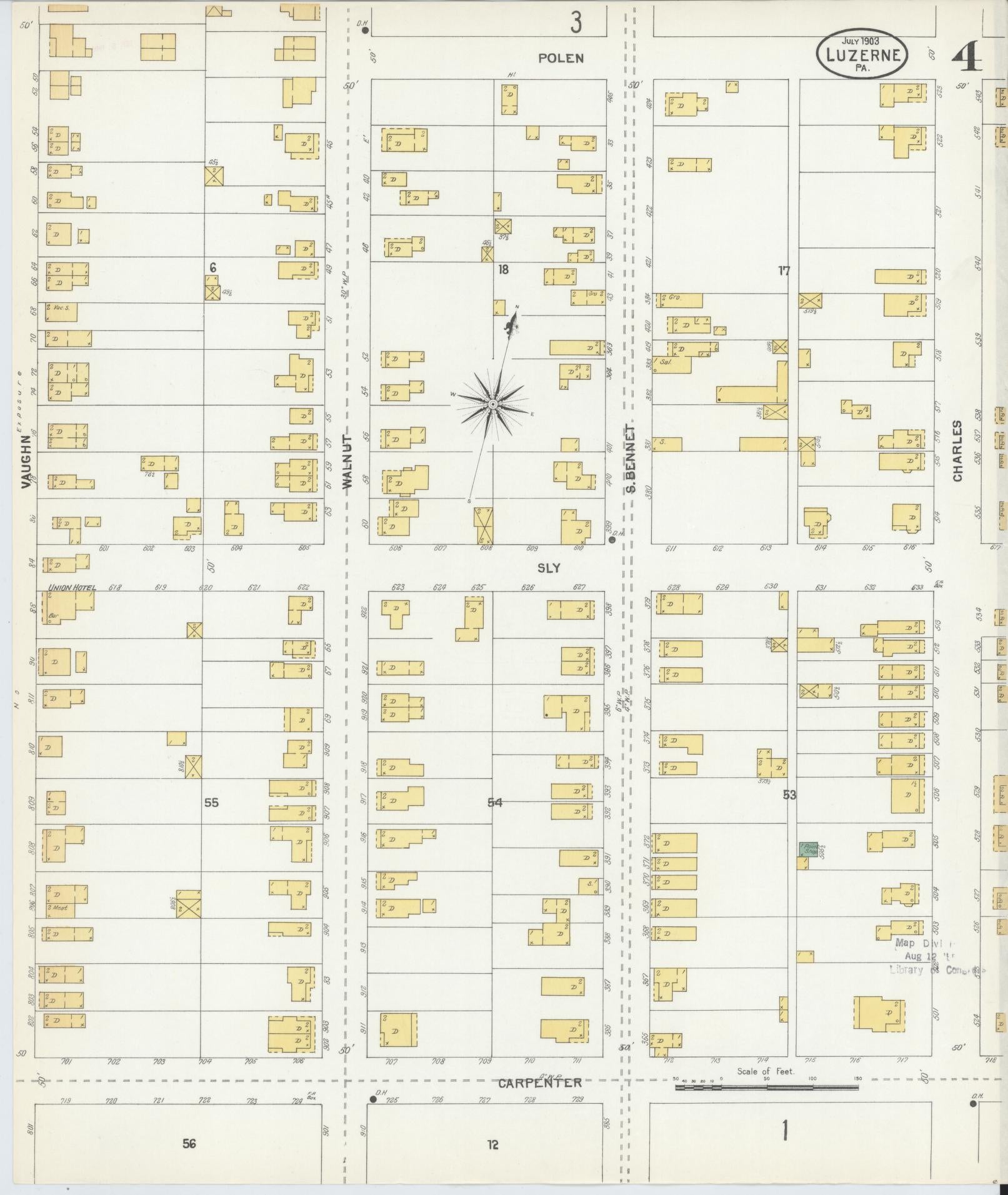 Sanborn Fire Insurance Map from Luzerne, Luzerne County, Pennsylvania (1903), Sheet #0004 - Complete Map Set gallery image, historic Sanborn map, vintage wall art, Pennsylvania Pennsylvania