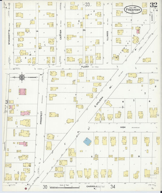 Sanborn Fire Insurance Map from Freeport, Stephenson County, Illinois (1910), Sheet #0032 - Historic Sanborn Fire Insurance Map Print, vintage old map wall art, antique decor, genealogy gift, Illinois Illinois map