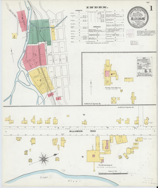 Sanborn Fire Insurance Map from Blossburg, Tioga County, Pennsylvania (1904), Sheet #0001 - Historic Sanborn Fire Insurance Map Print, vintage old map wall art, antique decor, genealogy gift, Pennsylvania Pennsylvania map