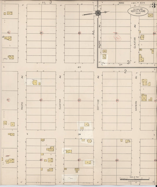 Sanborn Fire Insurance Map from North Plains, Washington County, Oregon (1931), Sheet #0003 - Historic Sanborn Fire Insurance Map Print, vintage old map wall art, antique decor, genealogy gift, Oregon Oregon map