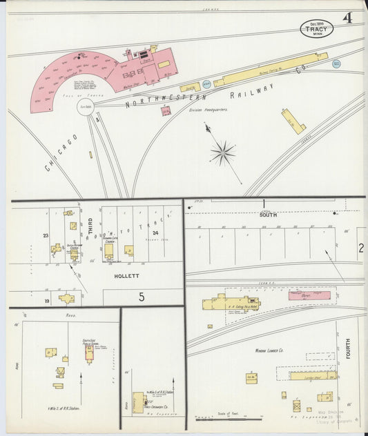 Sanborn Fire Insurance Map from Tracy, Lyon County, Minnesota (1899), Sheet #0004 - Historic Sanborn Fire Insurance Map Print, vintage old map wall art, antique decor, genealogy gift, Minnesota Minnesota map
