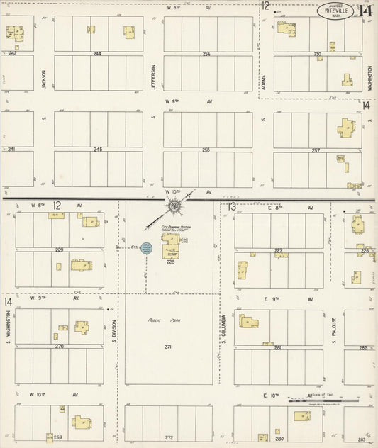 Sanborn Fire Insurance Map from Ritzville, Adams County, Washington (1922), Sheet #0014 - Historic Sanborn Fire Insurance Map Print, vintage old map wall art, antique decor, genealogy gift, Washington Washington map