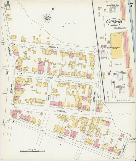 Sanborn Fire Insurance Map from Haverstraw, Rockland County, New York (1903), Sheet #0007 - Historic Sanborn Fire Insurance Map Print, vintage old map wall art, antique decor, genealogy gift, New York New York map