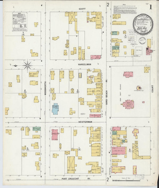 Sanborn Fire Insurance Map from Bad Axe, Huron County, Michigan (1900), Sheet #0001 - Historic Sanborn Fire Insurance Map Print, vintage old map wall art, antique decor, genealogy gift, Michigan Michigan map