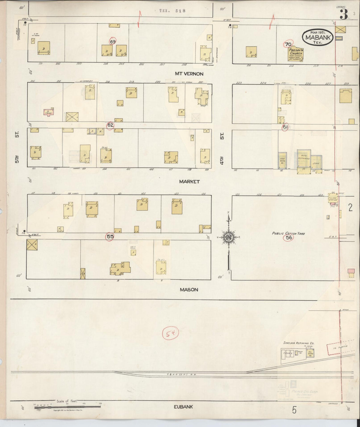 Sanborn Fire Insurance Map from Mabank, Kaufman County, Texas (1934), Sheet #0003 - Complete Map Set gallery image, historic Sanborn map, vintage wall art, Texas Texas