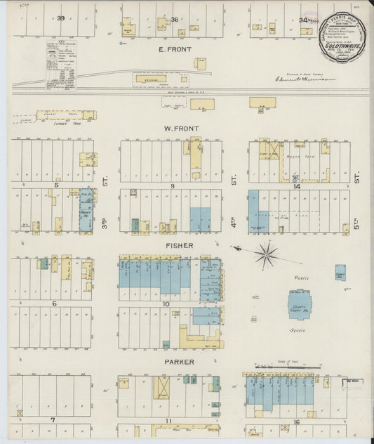 Sanborn Fire Insurance Map from Goldthwaite, Mills County, Texas (1894), Sheet #0001 - Historic Sanborn Fire Insurance Map Print, vintage old map wall art, antique decor, genealogy gift, Texas Texas map