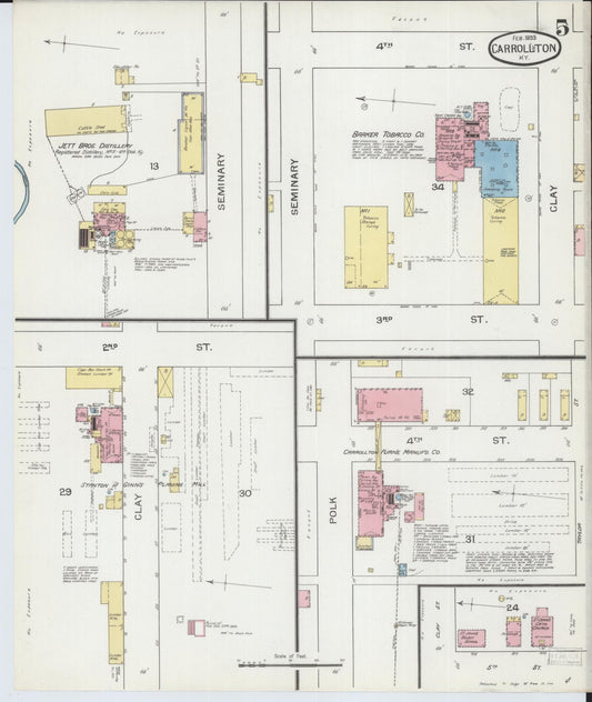 Sanborn Fire Insurance Map from Carrollton, Carroll County, Kentucky (1893), Sheet #0005 - Historic Sanborn Fire Insurance Map Print, vintage old map wall art, antique decor, genealogy gift, Kentucky Kentucky map