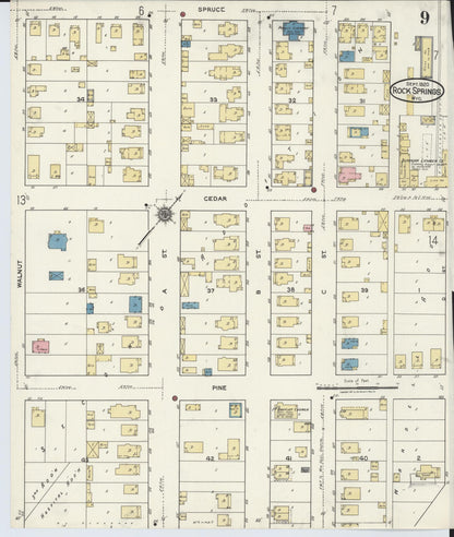 Sanborn Fire Insurance Map from Rock Springs, Sweetwater County, Wyoming (1920), Sheet #0009 - Complete Map Set gallery image, historic Sanborn map, vintage wall art, Wyoming Wyoming